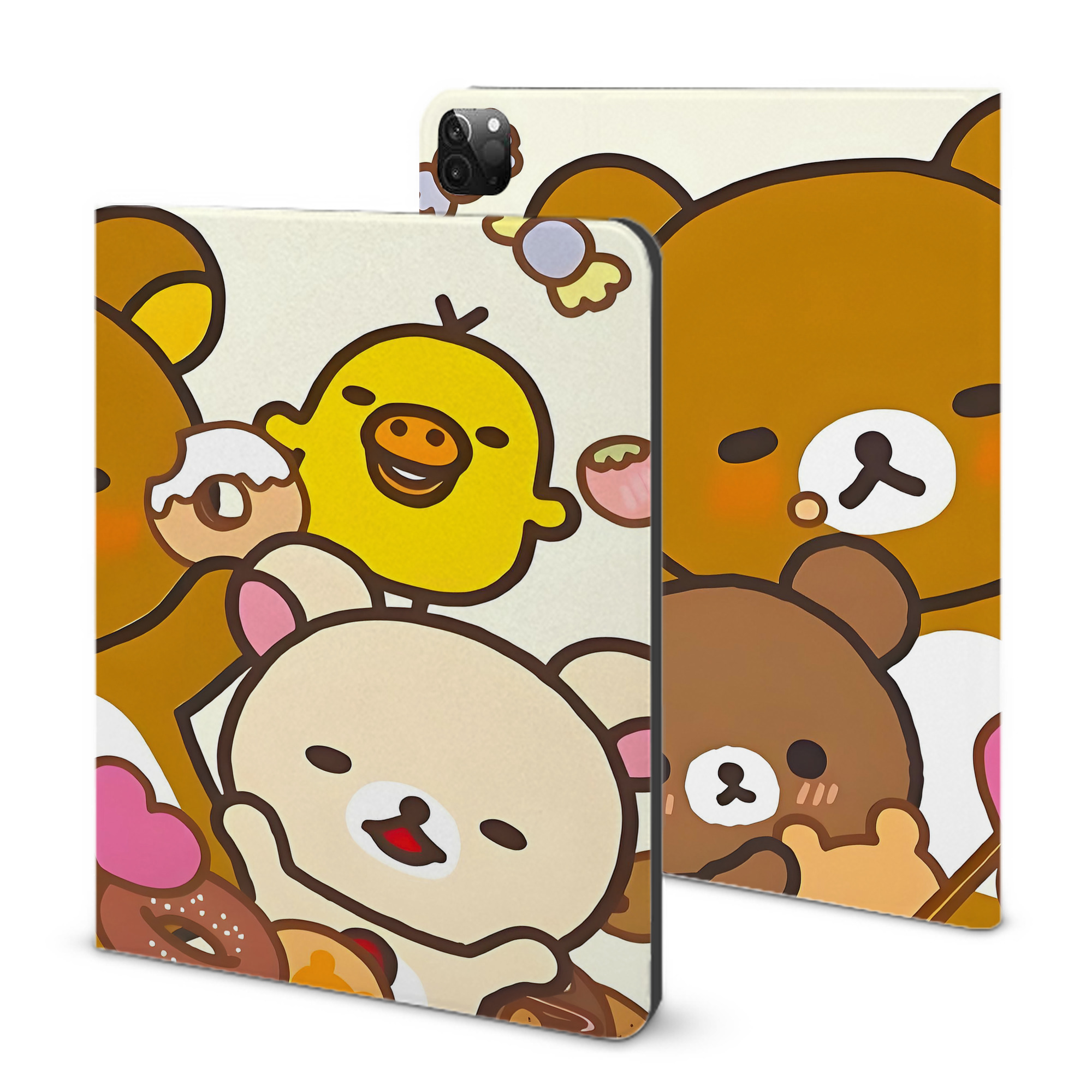 （画像用） リラックマ リラックマ キイロイトリ Rilakkuma Korilakkuma Kiiroitori IPadケース ペンホルダー付き ブックスタイルデザイン